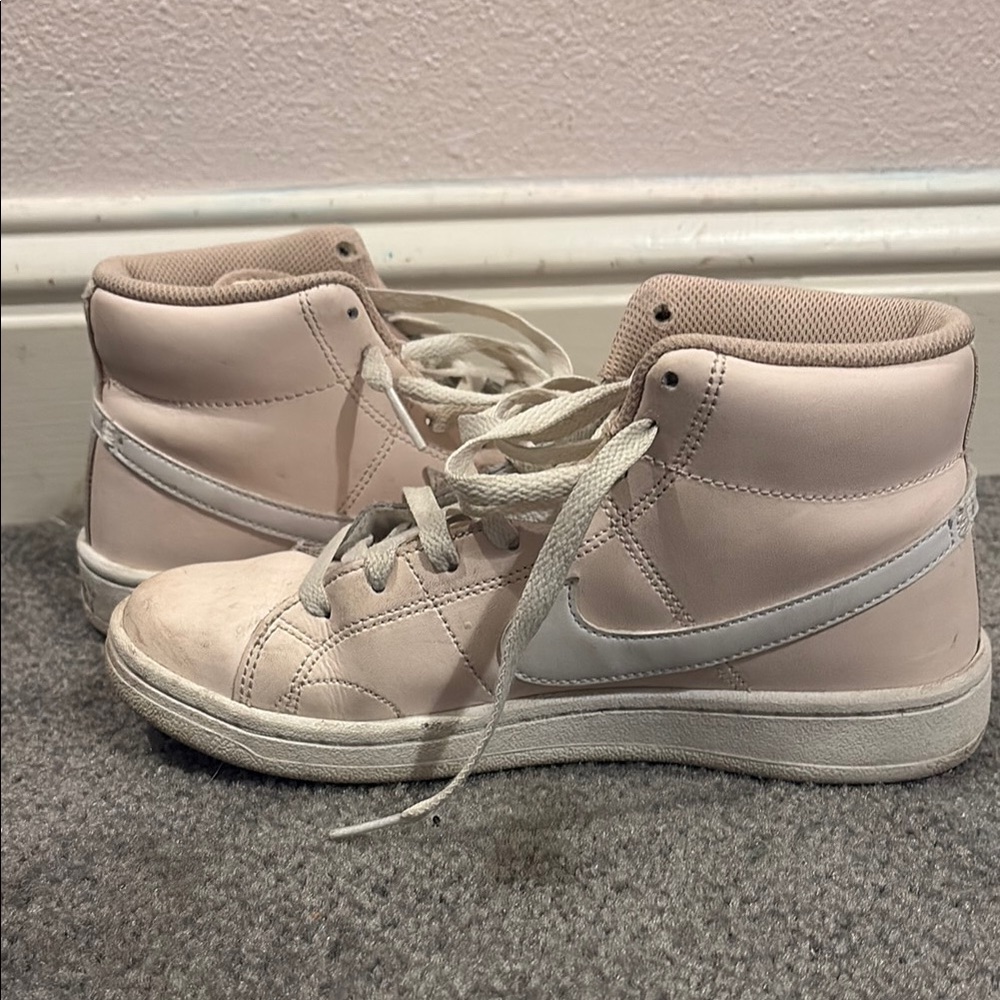 Nike Pink and White High-Top Sneakers